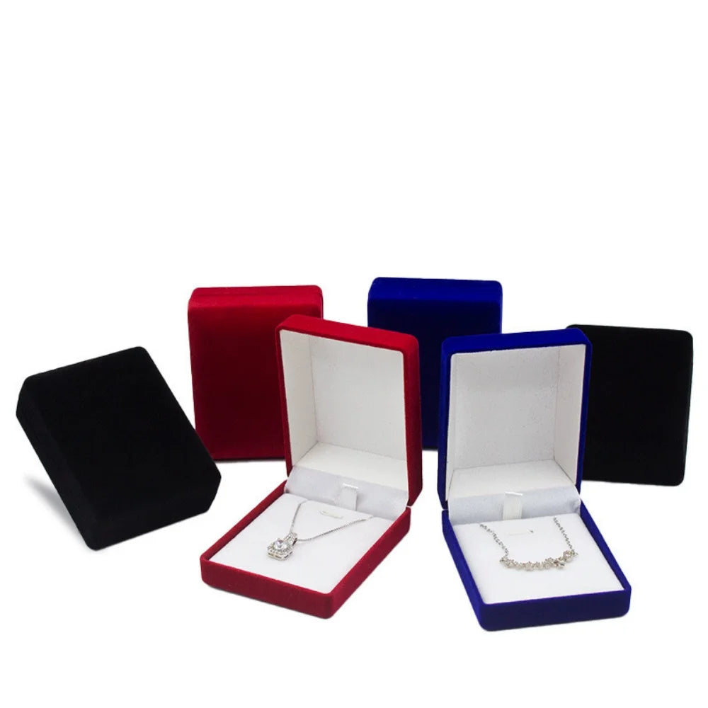1Pcs Velvet Jewelry Box For Pendant Display Gift Boxes Jewellery Packaging Storage Box Necklace Holder Pendant Box Storage Case