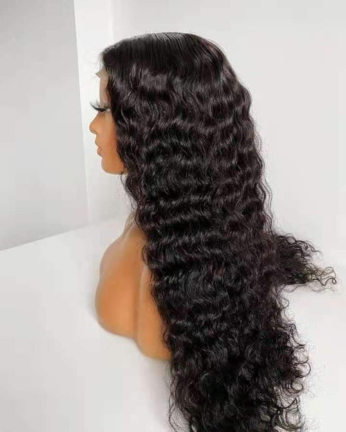 180% Density Full 4x4 Transparent Lace Front Deep Wave Human Hair Wigs