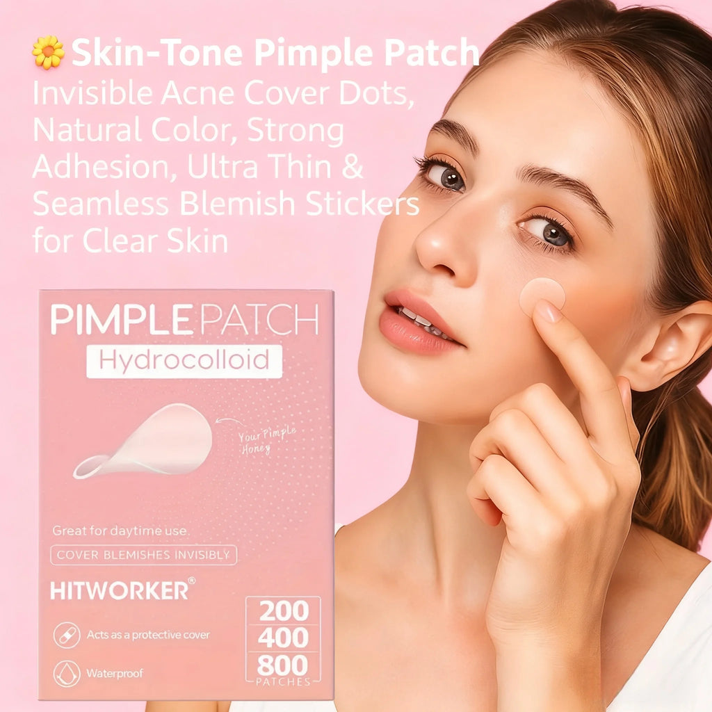 200/400/800 Pieces HITWORKER Hydrocolloid Acne Patches - Invisible, High-Quality Pimple Stickers with Salicylic Acid & Tea Tree