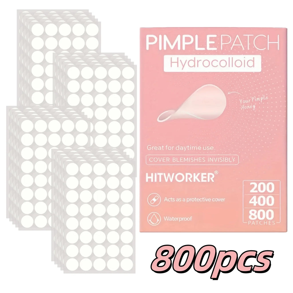200/400/800 Pieces HITWORKER Hydrocolloid Acne Patches - Invisible, High-Quality Pimple Stickers with Salicylic Acid & Tea Tree